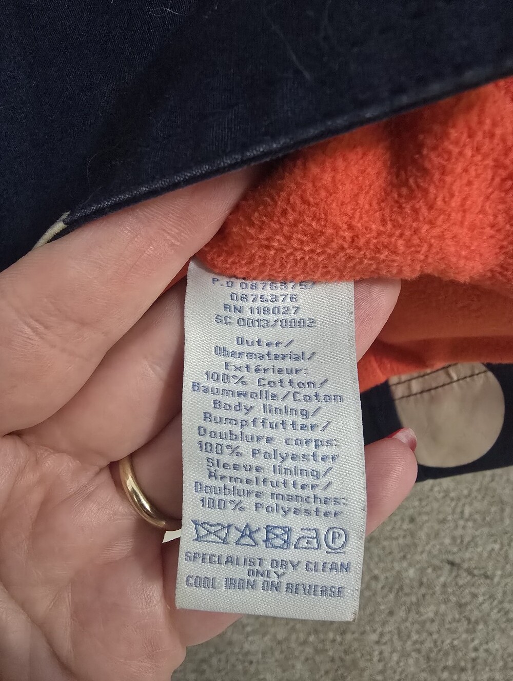 Boden Coat Womens 6 Blue/White Hooded Rain Jacket Fleece Lined Polka Dot Trench - Picture 4 of 5
